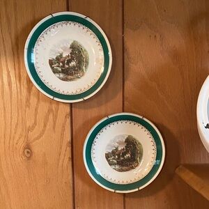 Vintage Green and White Decorative Plates